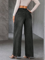Blackstone High-Rise Jeans – Black Denim Jeans Side View – Glossia Fashion