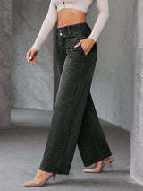 Blackstone High-Rise Jeans – Black Denim Jeans Back View – Glossia Fashion