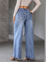 Shadow Luxe Wide Legs – Light Blue Wide-Leg Jeans Detail View – Glossia Fashion