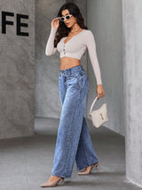 Shadow Luxe Wide Legs – Light Blue Wide-Leg Jeans Side View – Glossia Fashion