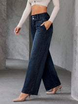 Shadow Luxe Wide Legs – Navy Blue Wide-Leg Jeans Style View – Glossia Fashion