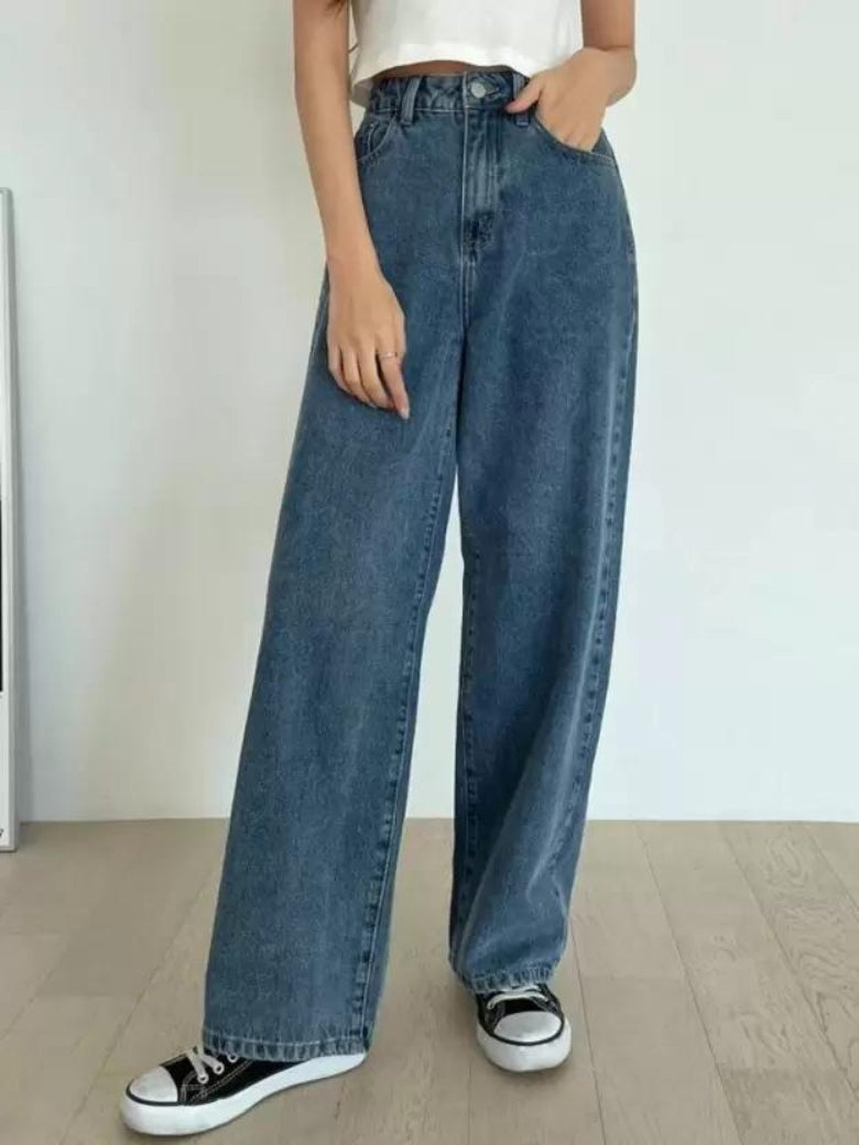 Stretchable Skyline Wide Leg Denim