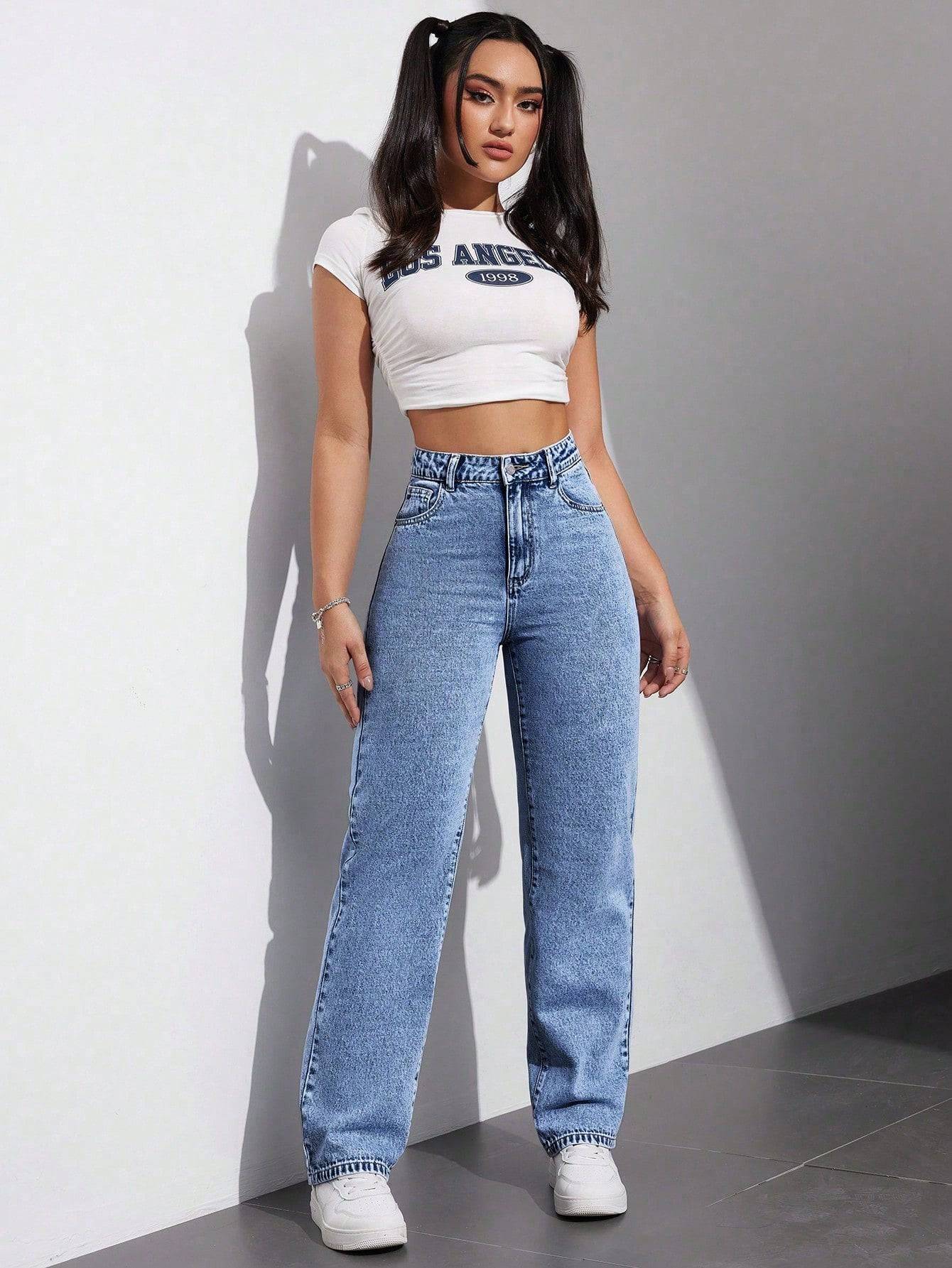 True Blue Stonewash Jeans - Glossia Fashion