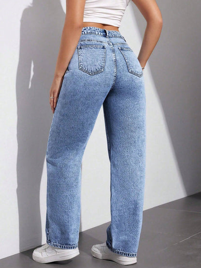 True Blue Stonewash Jeans - Glossia Fashion