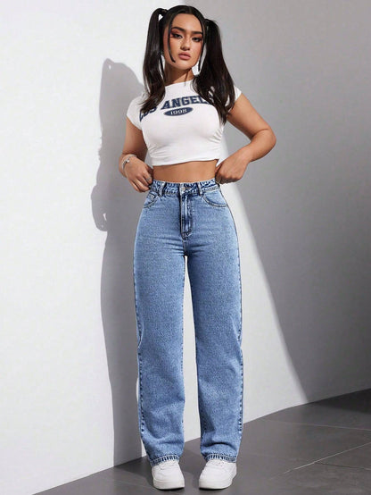 True Blue Stonewash Jeans - Glossia Fashion