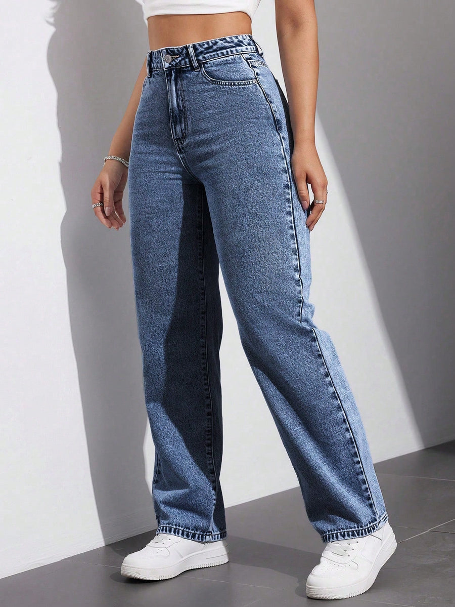 Pure Motion Stonewash Denim – Stonewash Denim Jeans Side View – Glossia Fashion