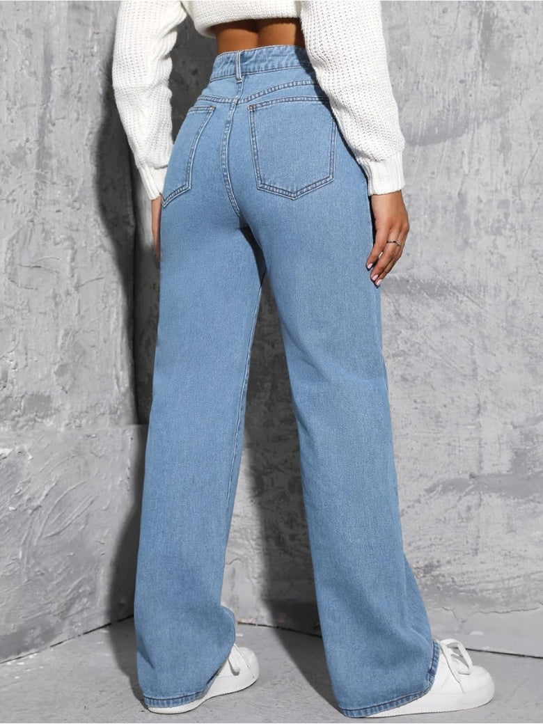 Stonewash Streamline Wide Fit Jeans