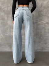 GlowUp Straight Fit High Rise Jeans – High Rise Straight Fit Jeans Side View – Glossia Fashion