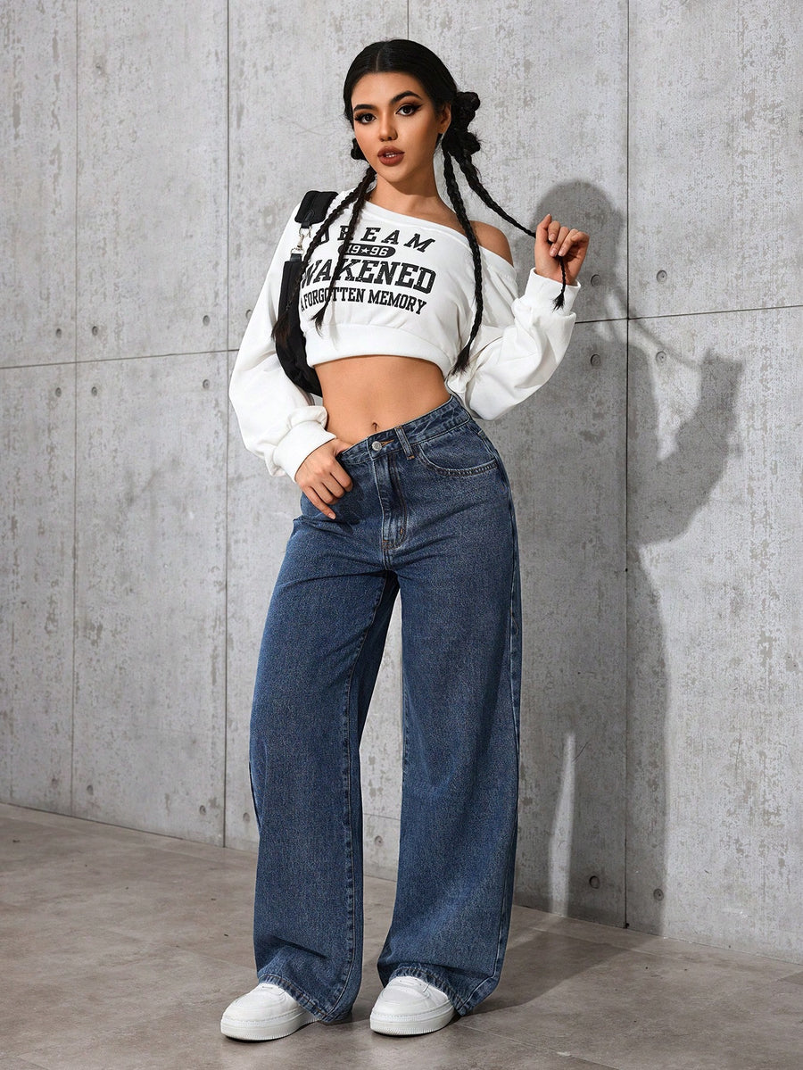 Metro Flow High-Waist Stretch Denim – High Rise Denim Jeans – Glossia Fashion