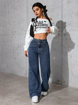 Metro Flow High-Waist Stretch Denim – High Rise Denim Jeans Style View – Glossia Fashion