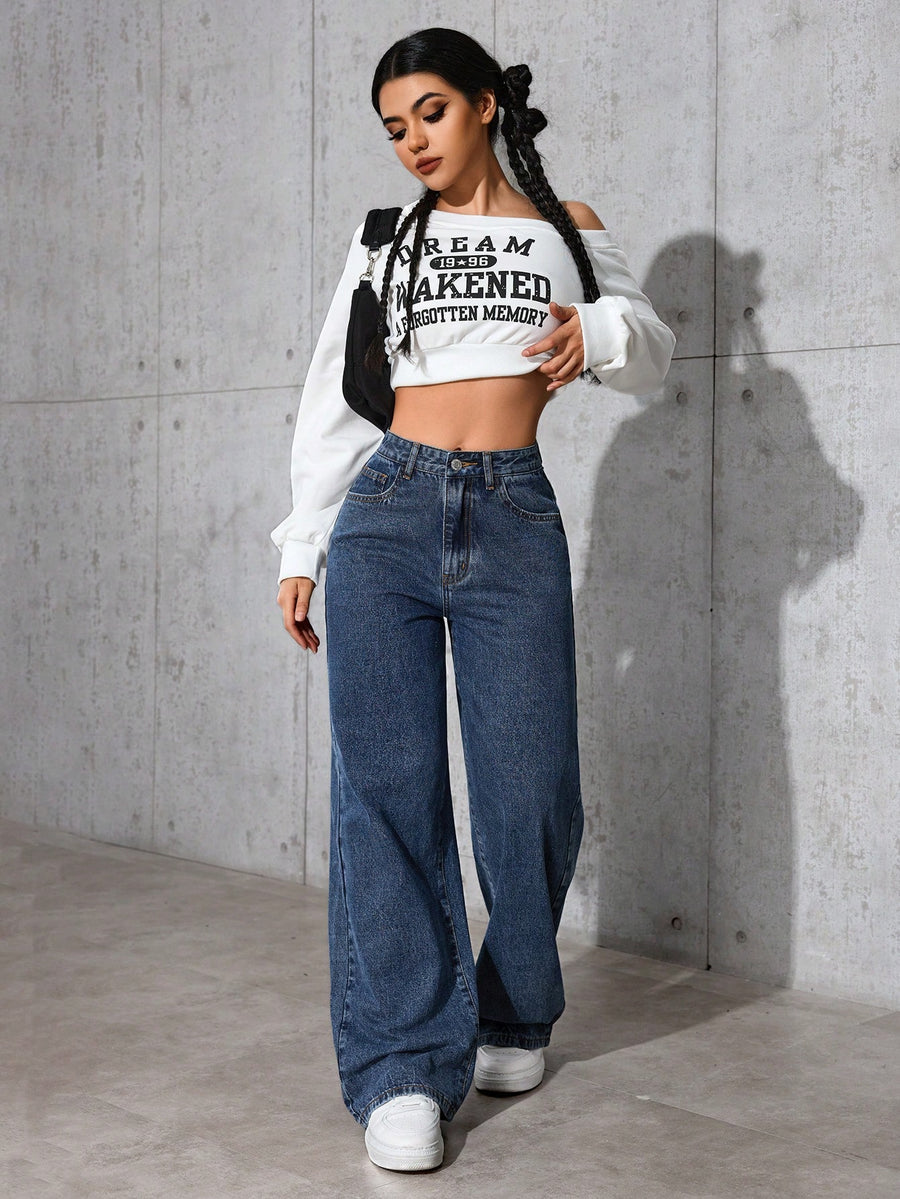 Metro Flow High-Waist Stretch Denim – High Rise Denim Jeans Style View – Glossia Fashion
