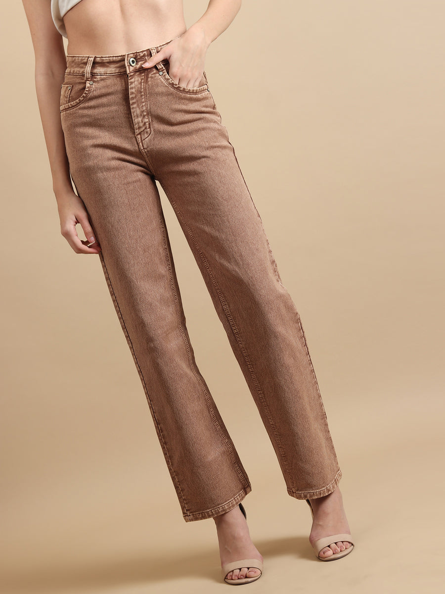 Colour Me Cool Straight Jeans – Brown