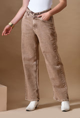 Bold Tone Classic Straight Jeans – High Rise Straight Fit Jeans Front View – Glossia Fashion
