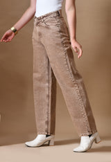Bold Tone Classic Straight Jeans – High Rise Straight Fit Jeans Side View – Glossia Fashion