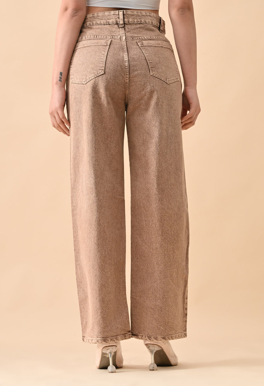 Bold Tone Classic Straight Jeans – High Rise Straight Fit Jeans Back View – Glossia Fashion