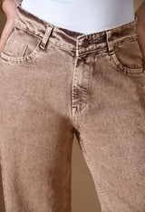 Bold Tone Classic Straight Jeans – High Rise Straight Fit Jeans Detail View – Glossia Fashion