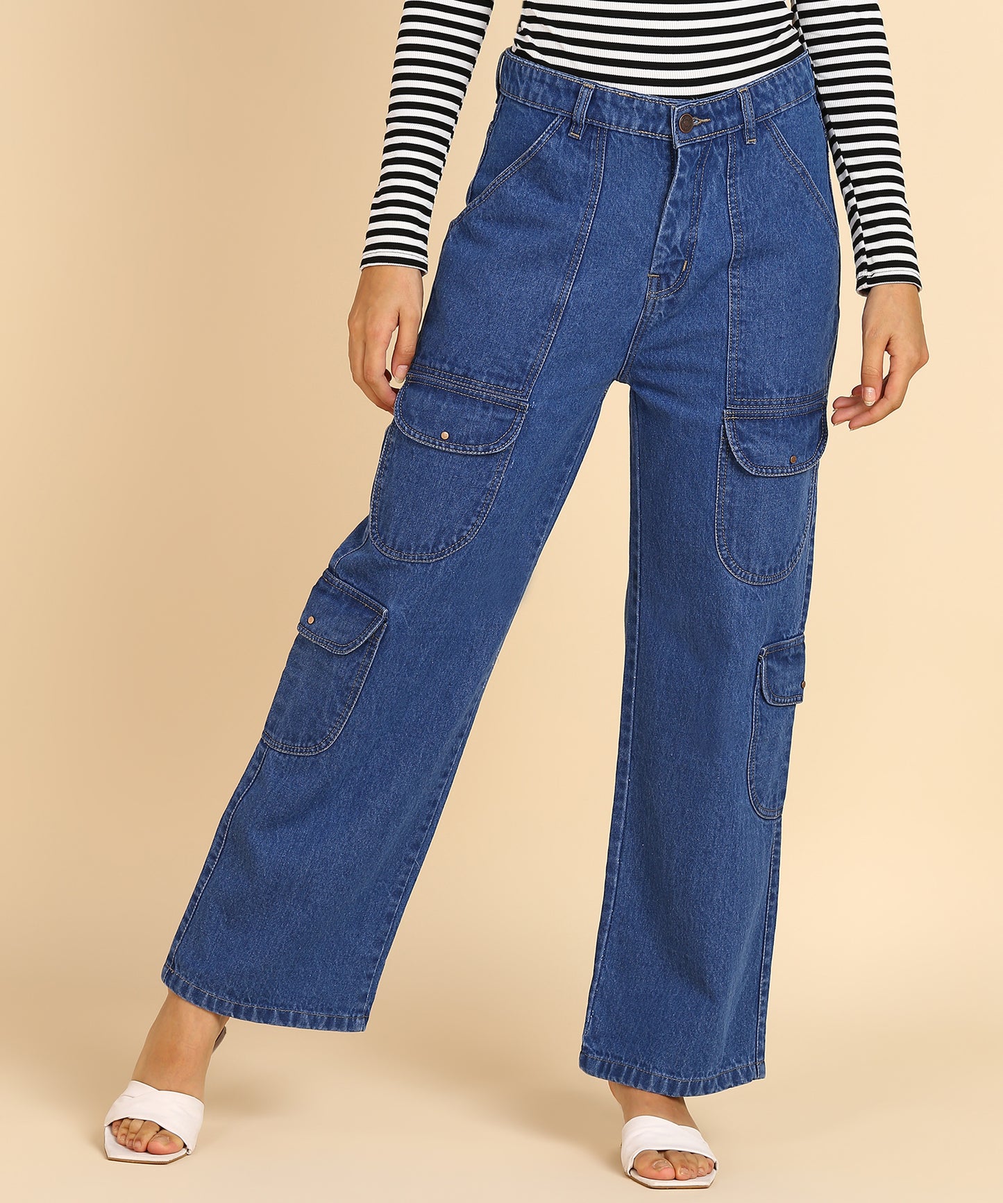 Blue Boho Trekker Cargo Jeans