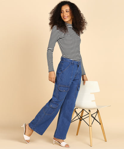 Blue Boho Trekker Cargo Jeans