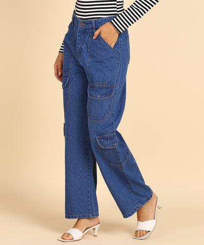 Blue Boho Trekker Cargo Jeans