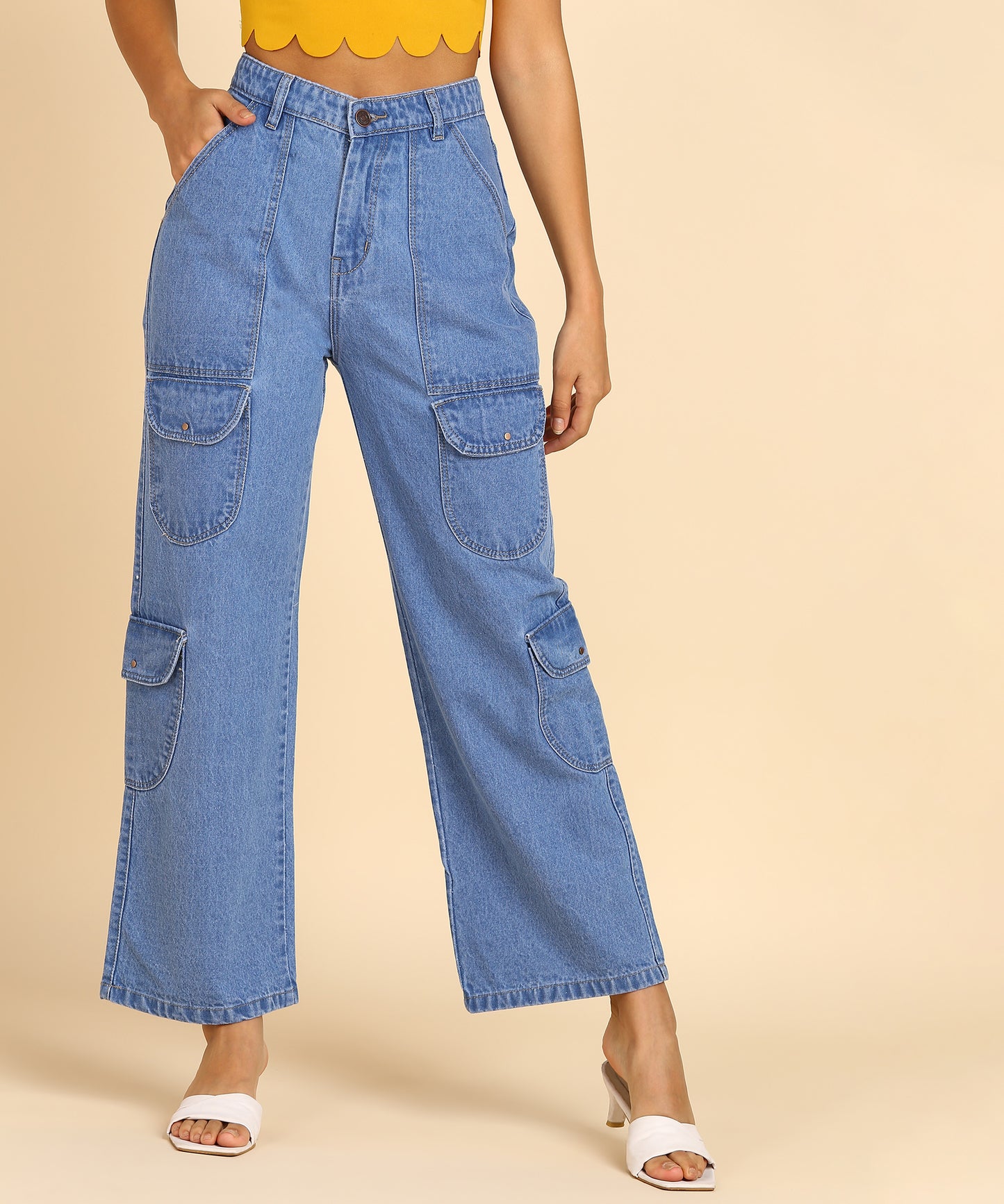 Blue Boho Trekker Cargo Jeans