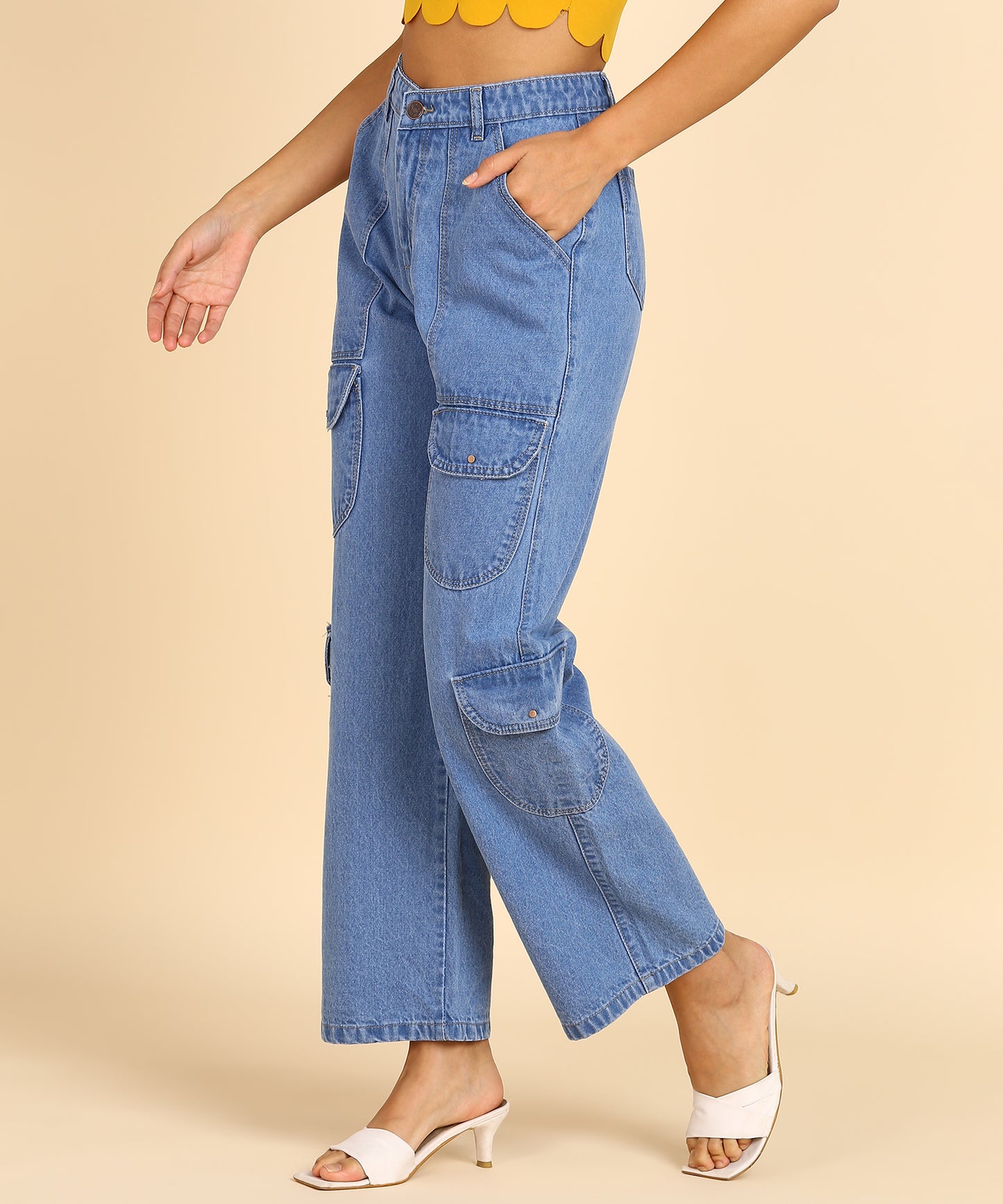 Blue Boho Trekker Cargo Jeans