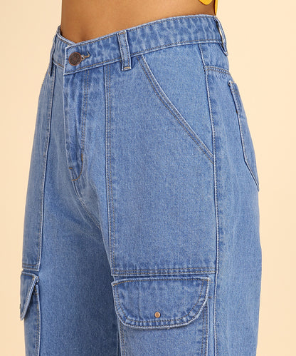 Blue Boho Trekker Cargo Jeans