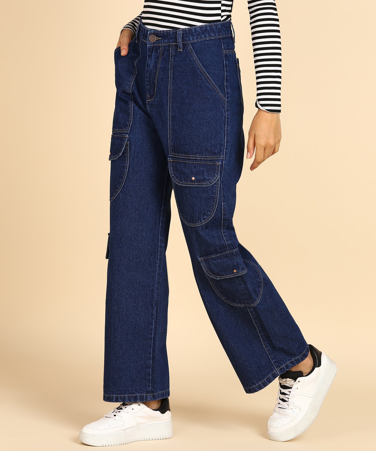 Navy Boho Trekker Cargo Jeans