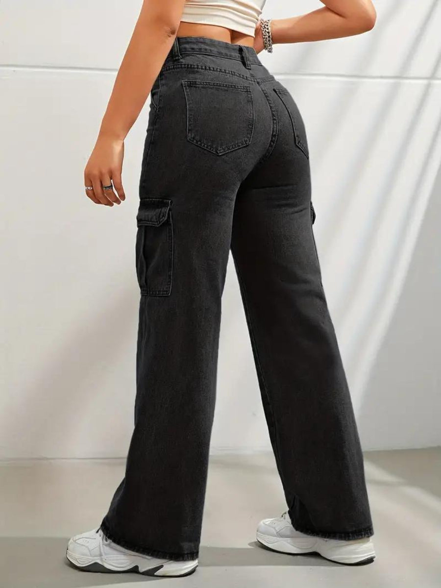 Errand Era Cargo Straight Jeans – Black