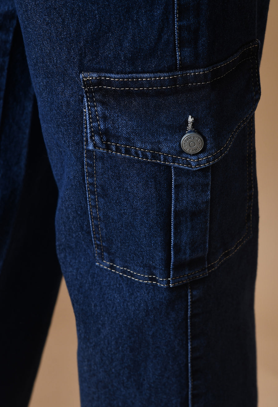Trailblazer Cargo Denim Jeans – High Rise Cargo Jeans Full Length – Glossia Fashion