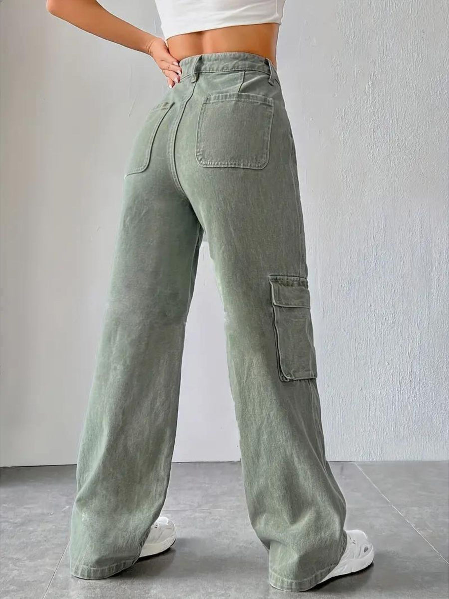 City Slicker Scout Cargo Denim – Brown Cargo Jeans Side View – Glossia Fashion