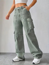 City Slicker Scout Cargo Denim – Brown Cargo Jeans Detail View – Glossia Fashion