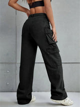 Voyager Vixen Cargo Pants – Black Cargo Jeans Back View – Glossia Fashion
