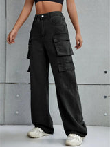Voyager Vixen Cargo Pants – Black Cargo Jeans Style View – Glossia Fashion