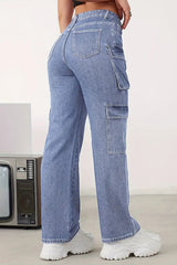 Street Style Scout Cargo Jeans – Blue Cargo Jeans Side View – Glossia Fashion