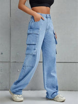 Voyager Vixen Cargo Pants – Light Blue Cargo Jeans Style View – Glossia Fashion