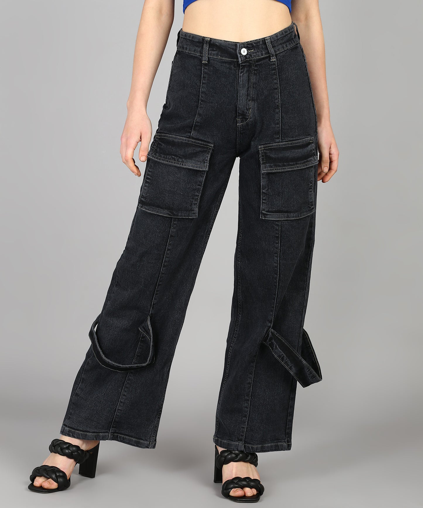 Black City Roamer Chic Cargo Jeans