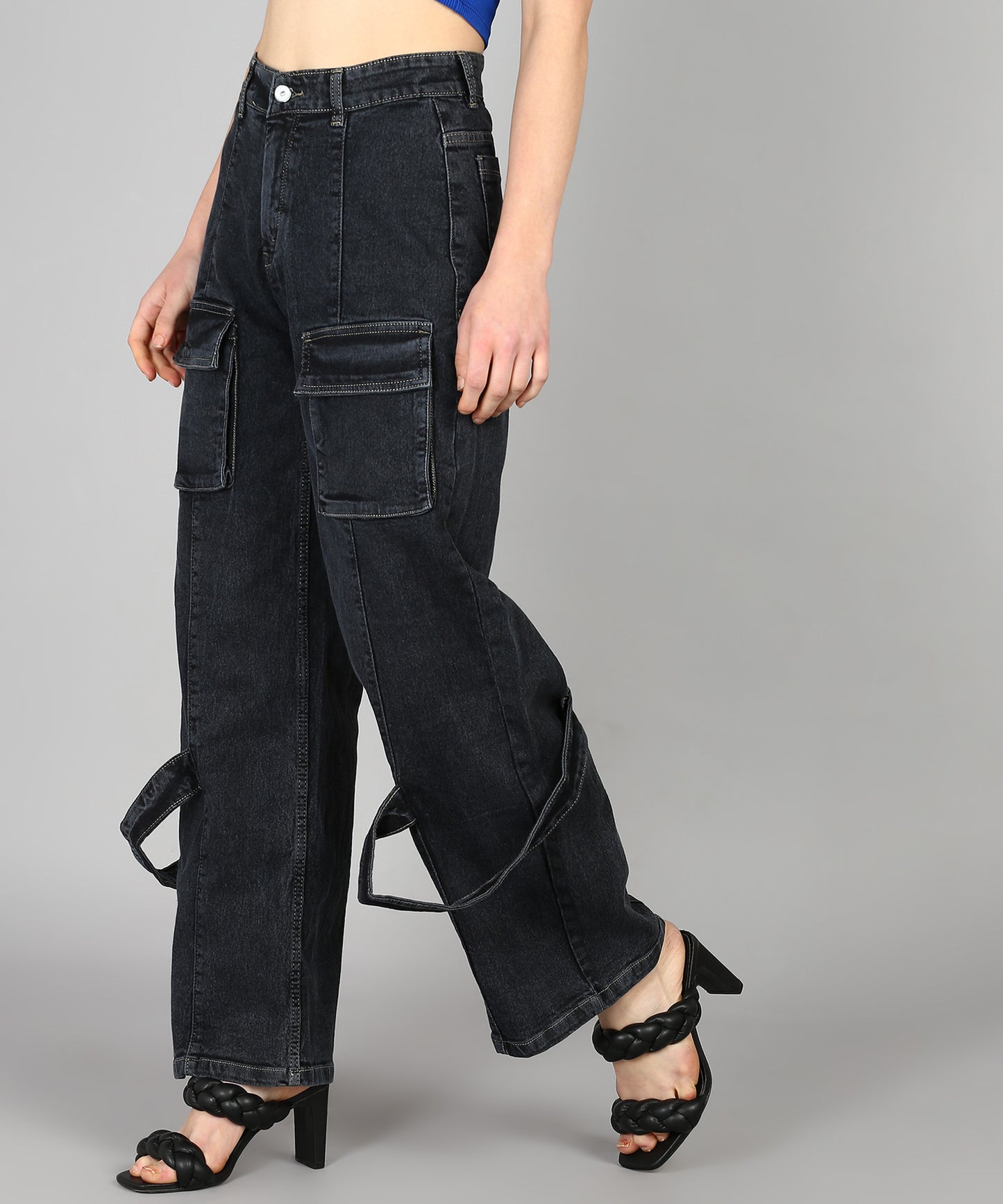 Black City Roamer Chic Cargo Jeans