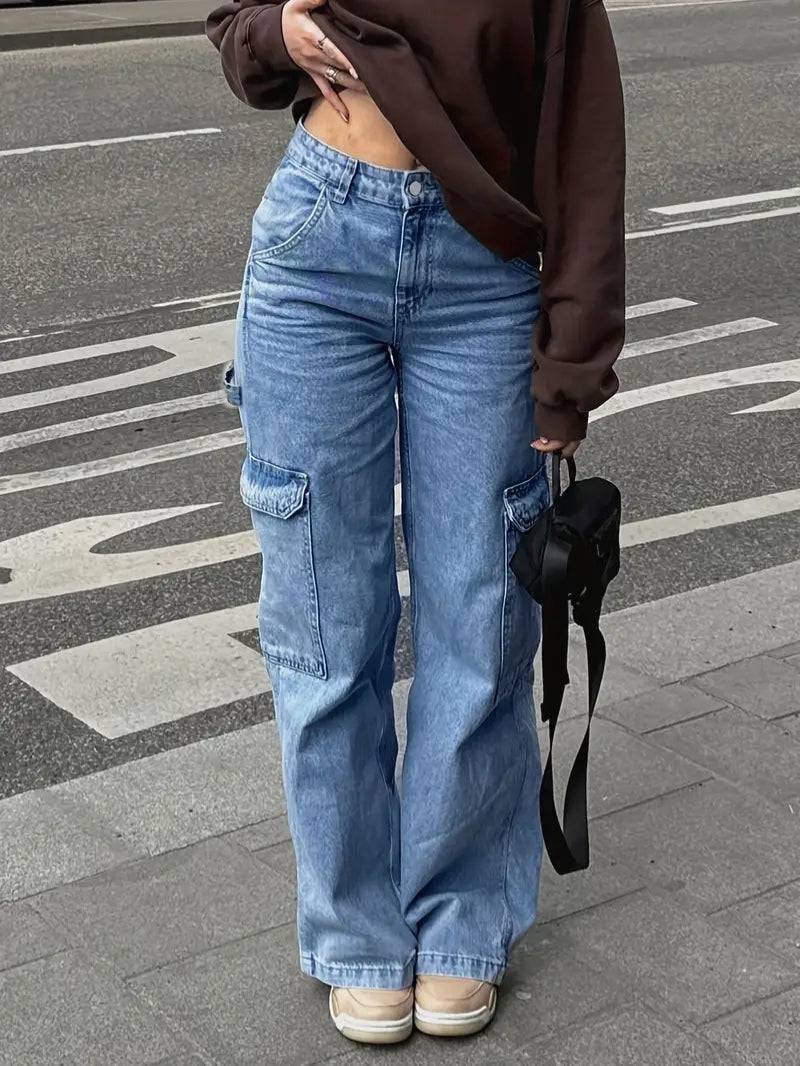 Gravity Fit Vintage Wash Cargo Jeans - Glossia Fashion