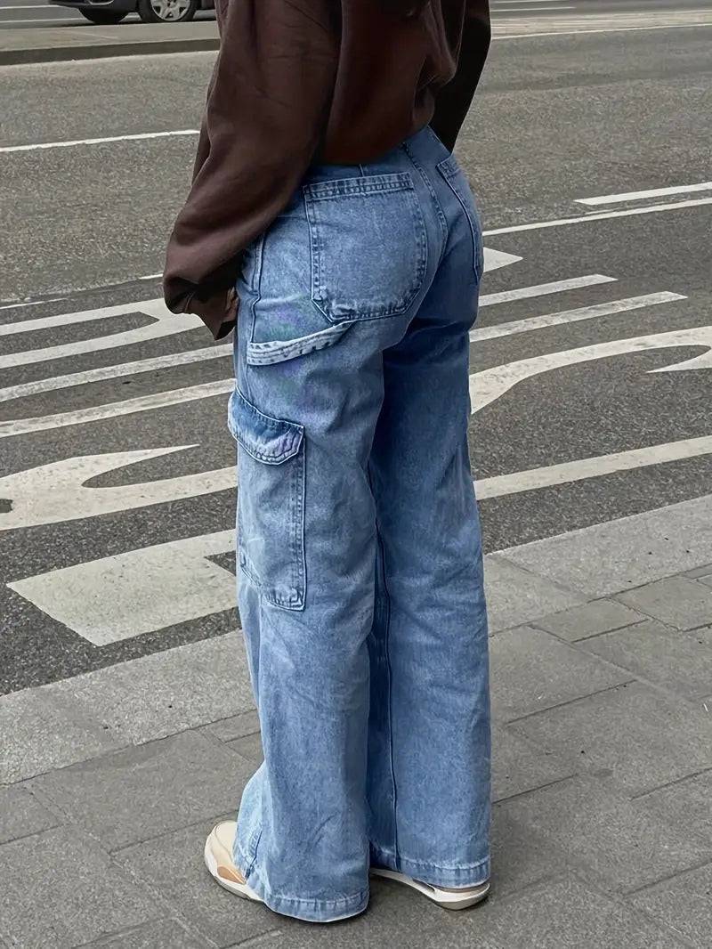 Gravity Fit Vintage Wash Cargo Jeans - Glossia Fashion