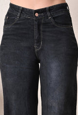 Onyx Luxe Straight Fit Jeans – Black Straight Fit Jeans Style View – Glossia Fashion