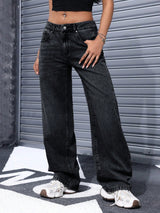 Downtown Straight Highs – High Rise Straight Fit Jeans Front View – Glossia Fashion
