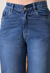 Midnight Noir Straight Jeans – Blue Straight Fit Jeans Style View – Glossia Fashion