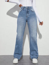 Boldline High Fit Jeans – High Rise Denim Jeans Front View – Glossia Fashion