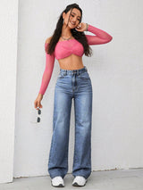 Core Classic Straight Denim – High Rise Straight Fit Jeans – Glossia Fashion