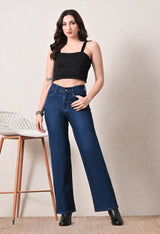 Blue Hour Straight Fit Jeans – Dark Blue Straight Fit Jeans Style View – Glossia Fashion