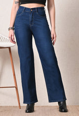 Blue Hour Straight Fit Jeans – Dark Blue Straight Fit Jeans Model View – Glossia Fashion