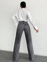 Effortless City Vibe Jeans – High Rise Denim Jeans Back View – Glossia Fashion