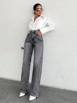 Effortless City Vibe Jeans – High Rise Denim Jeans Style View – Glossia Fashion