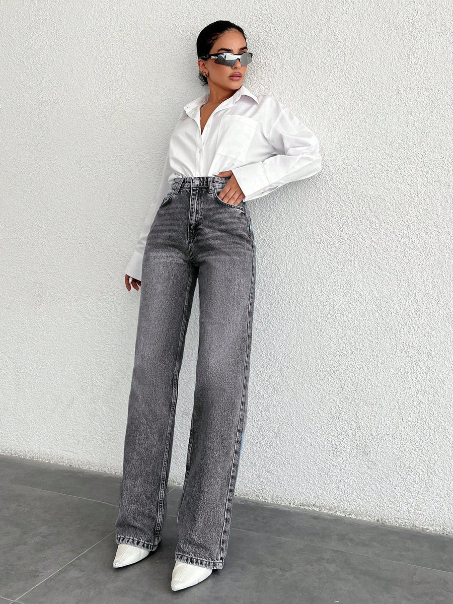 Effortless City Vibe Jeans – High Rise Denim Jeans Style View – Glossia Fashion