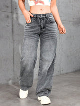 Neat Line Fit Denim Jeans – High Rise Denim Jeans Front View – Glossia Fashion